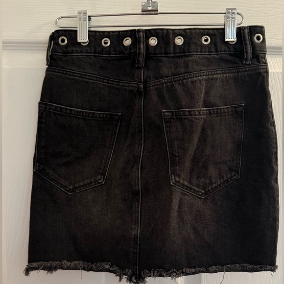 All Saints Charcoal Frayed Mini Skirt - Picture 3 of 4